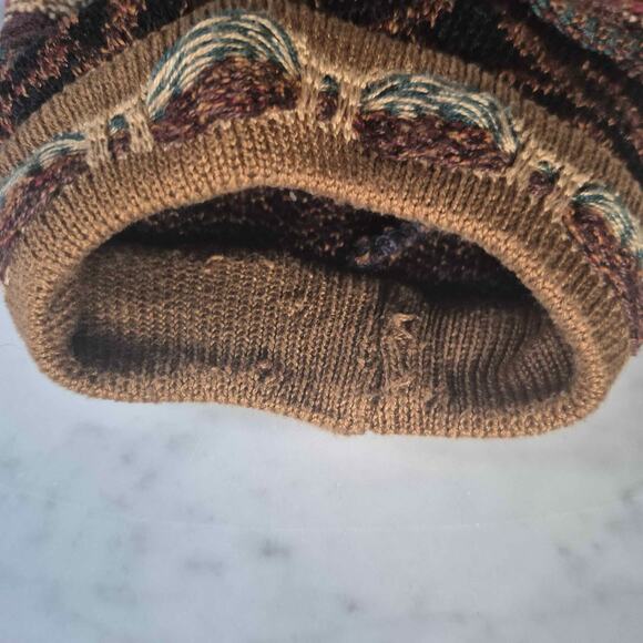 VTG TUNDRA Canada Sweater Crew Neck 3D Chunky Knit 90s Coogi Style Earthtones LG - Picture 6 of 11